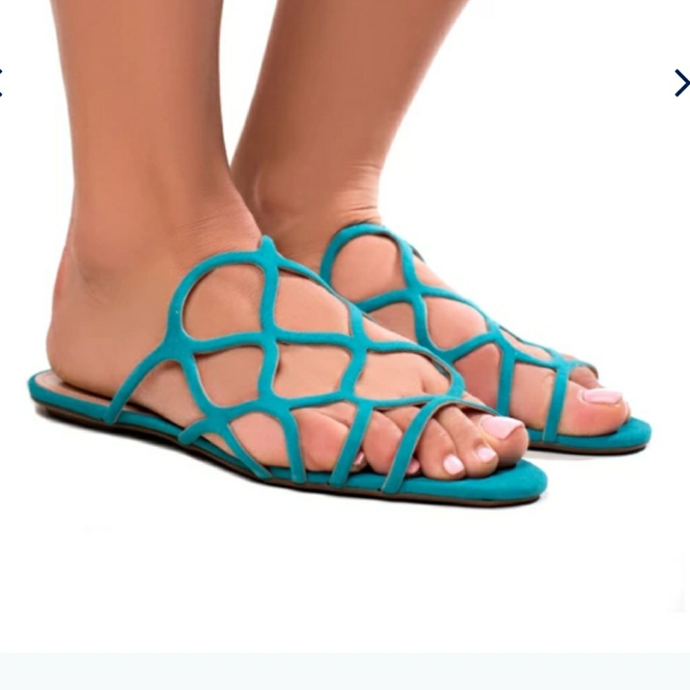 Schutz Nuray Suede Slide in Turquoise